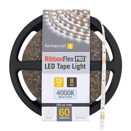 Armacost Lighting RibbonFlex Pro 12 V - Tira de luces LED blancas 60 LED/m, 4000 K, 8 pies 152210