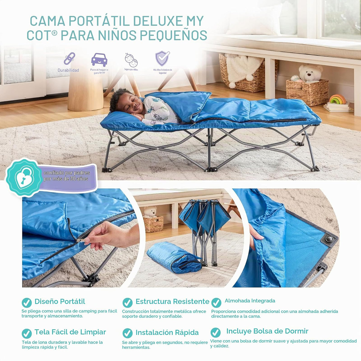 Regalo My Cot Deluxe, with Sleeping Bag, Navy