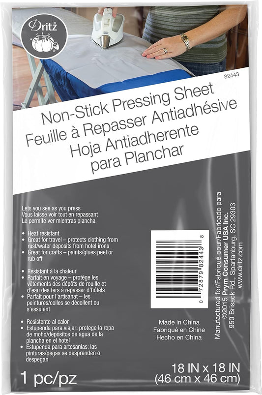 Dritz Clothing Care 82443 - Paño de prensado Antiadherente, 18 x 18 Pulgadas, Color Blanco
