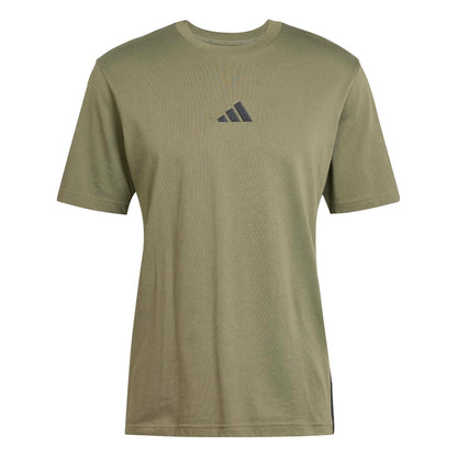 Adidas Essentials - Playera Deportiva de 3 Rayas para Hombre - XL - Olive Strata - Black
