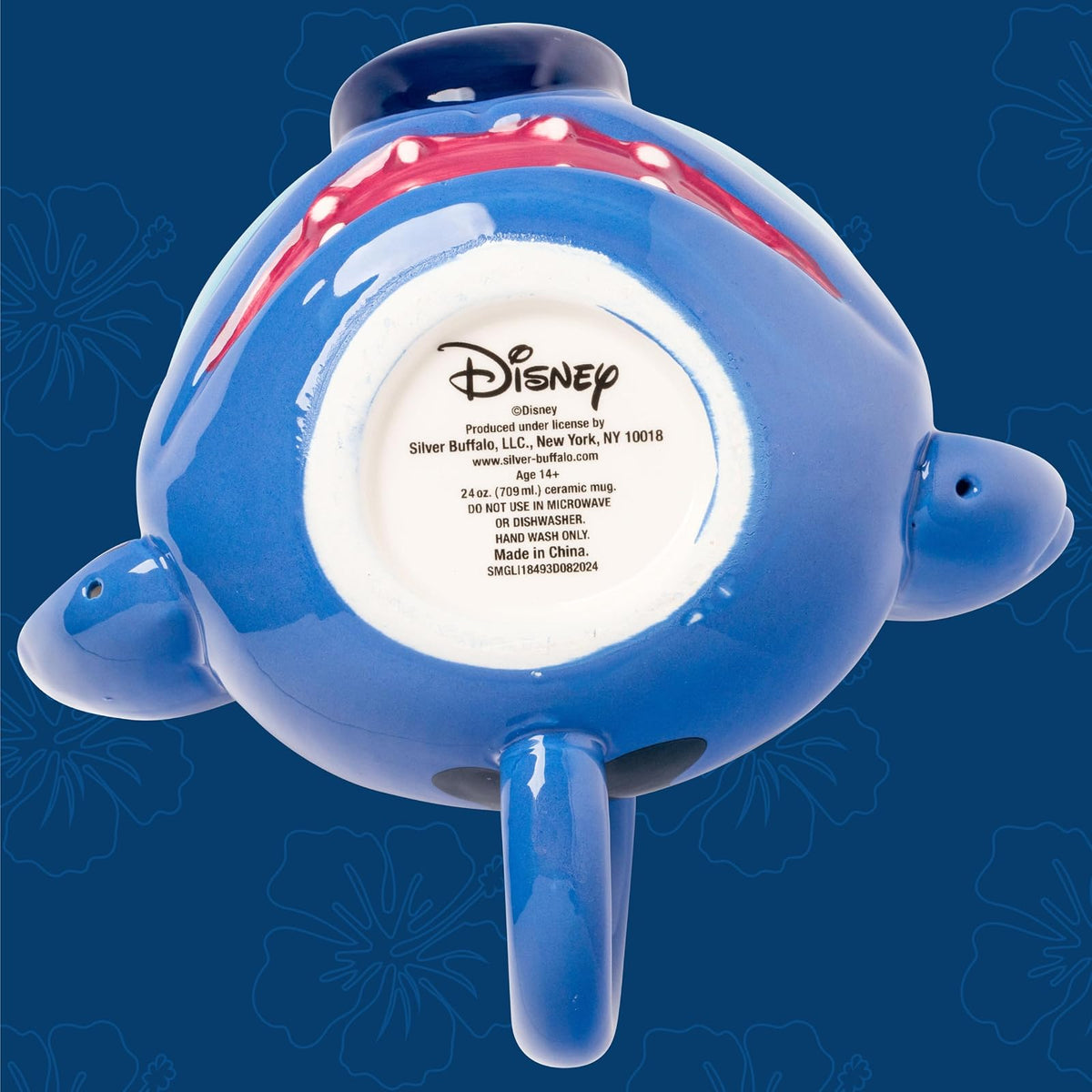Silver Buffalo Disney Lilo and Stitch - Taza esculpida 3D de cerámica con puntadas, 24 onzas