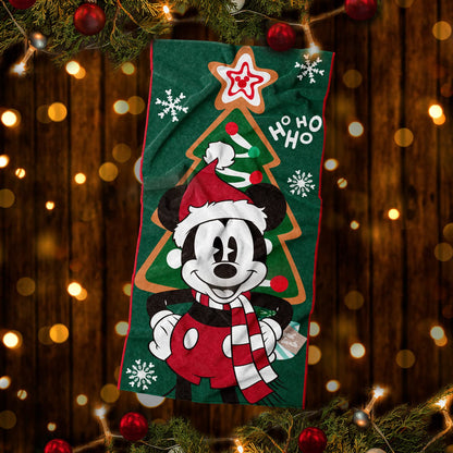 COBERTORES PROVIDENCIA Toalla Premium Estampada Mickey Arbol de Navidad