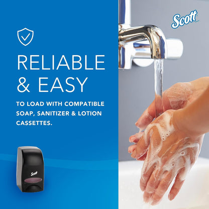 SCOTT® Essential™ Dispensador Manual de jabón y desinfectante de Manos de Alta Capacidad (92145), Negro, Capacidad de 1.0 l, 4.8 x 8.3 x 5.4 Pulgadas (cantidad 1)