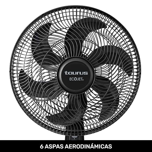 TAURUS UNIVERSE | Ventilador de Pedestal 16 Pulgadas Silencioso | ECOJET | 30% Más Aire y Mayor Eficiencia Energética | 3 Velocidades | 6 Aspas | Oscilación Amplia