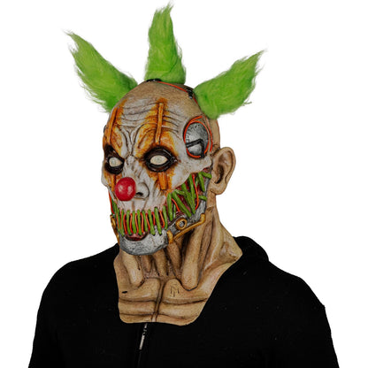 Ghoulish Productions Máscara De Látex Stiched Smile Clown, Accesorio Cosplay Green Payaso Sonriente, Disfraz Aterrador para Halloween y Fiestas Temáticas, Cosplay Ciberpunk Clown, Diseño Artesanal
