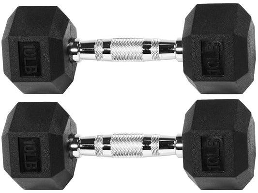 Signature Fitness - Mancuernas hexagonales con revestimiento de goma, pares o conjuntos, varios paquetes.