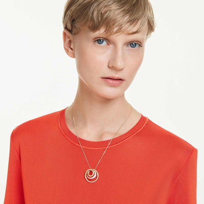 Collar de Swarovski Hyperbola, corte redondo, blanco, baño de oro
