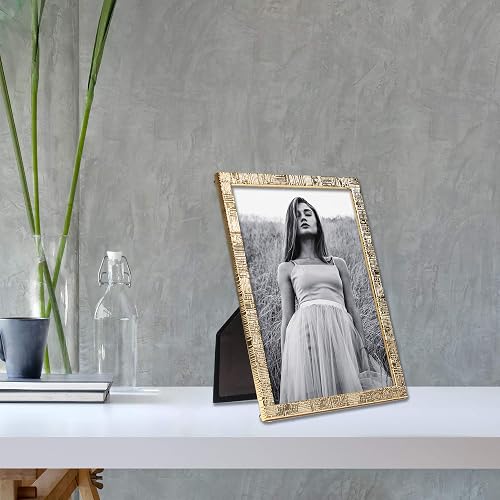 Lawrence Frames 712346 - Marco de fotos de metal dorado con patrón de lino (4 x 6 pulgadas)