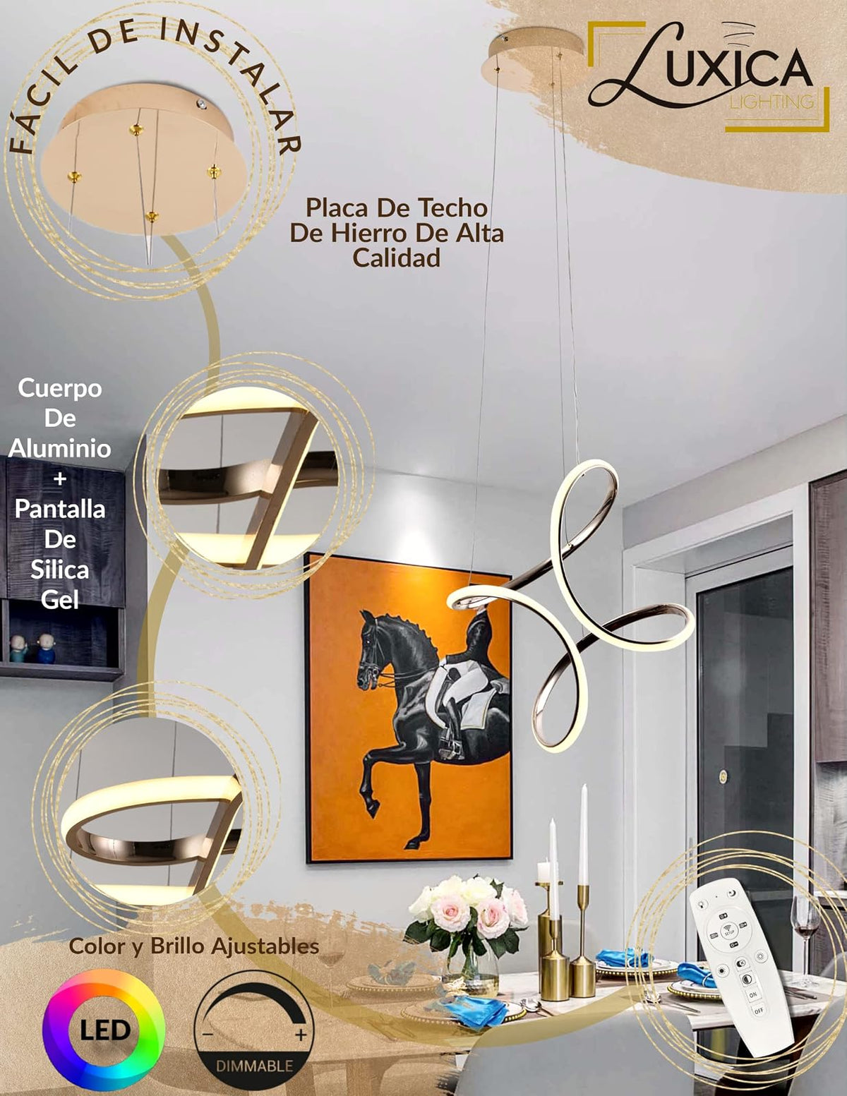 LÁMPARA TIPO CANDIL COLGANTE - LUXICA LIGHTING - Lampara Elegante y Moderna con Luz colgante LED - Lámparas innovadoras …