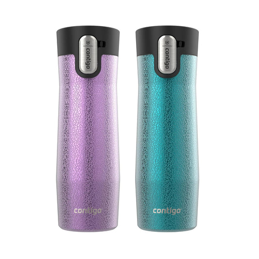Contigo AUTOSEAL West Loop - Taza de viaje de acero inoxidable aislada al aspiradora con tapa fácil de limpiar, 20 onzas, paquete de 2
