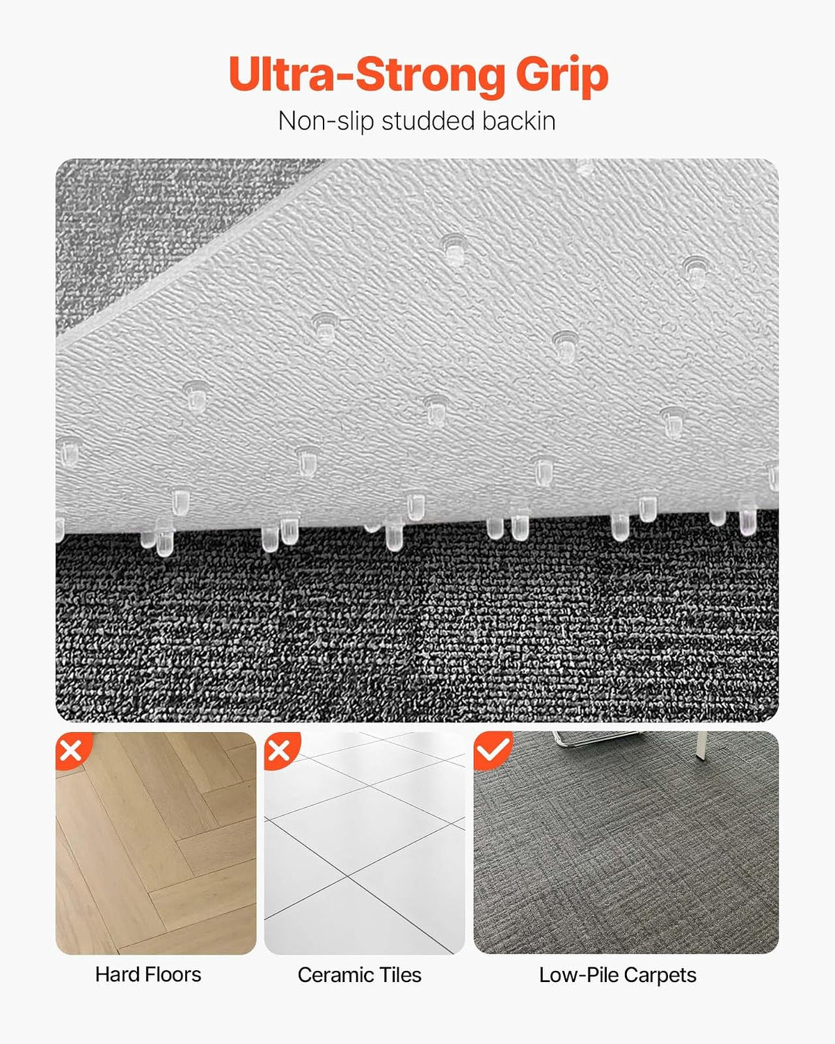 VEVOR Alfombra Protectora para Suelos Alfombrados 1219,2 x 914,4 mm Rectangular Alfombrillas de PVC para Silla de Oficina Antideslizante Fácil de Limpiar Deslizamiento Suave para Hogar, Transparente