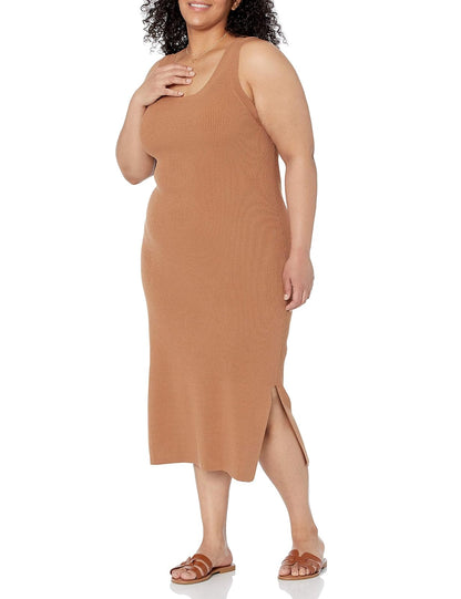 The Drop Yasmin Vestido Midi Acanalado Para Mujer, Sin Mangas