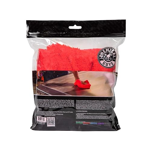 Chemical Guys Toalla de Microfibra sin Bordes, roja, 16" x 16" (Paquete de 3)