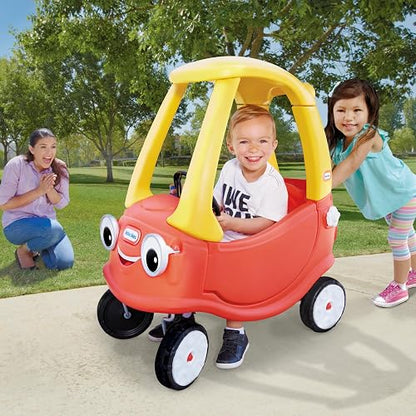 Little Tikes Cozy Coupe - Automóvil de Empuje Infantil - Carro Montable para Niños y Niñas - Auto con Claxon, Botón de Arranque - Carrito de Empuje - Ride on para Niños - Color Rojo/Amarillo