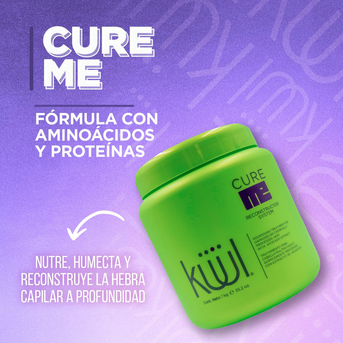 KÜÜL - Tratamiento para Cabello Maltratado Cure Me Reconstructor 1L. Aporta Brillo, Suavidad e Hidratación a tu Cabello y Evita el Quiebre del Cabello por el Uso de Químicos