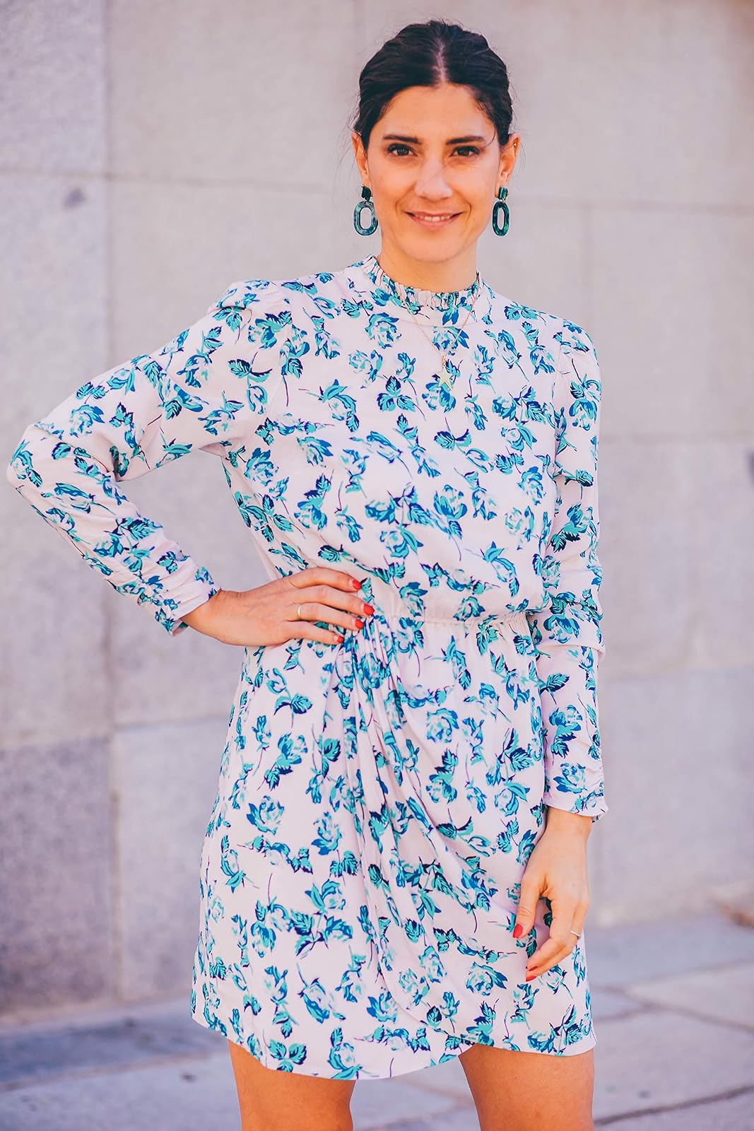 The Drop Minivestido Para Mujer con Dobladillo Tulipán, Estampado Floral, por @balamoda