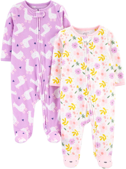 Simple Joys by Carter's Paquete de 2 Mamelucos de Forro Polar para Dormir y Jugar Dormir para bebés y niños pequeños para Bebé-Niñas