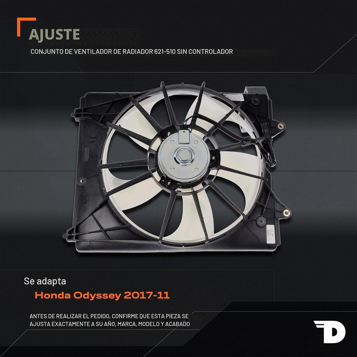 Dorman 621-510 Ventilador con Tolva para Motor Lado Conductor para Honda, Negro