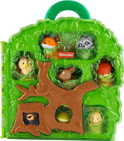 Fisher-Price Little People Estuche de Animalitos del Bosque, Set de Juego Portátil, 8 Figuras de Animales, Juguete para Bebés de 1 Año en Adelante