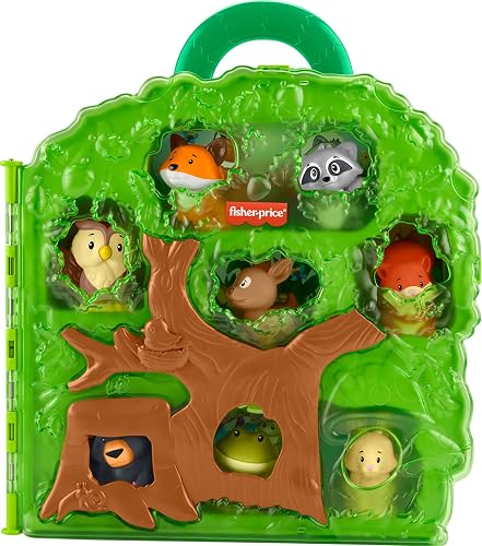 Fisher-Price Little People Estuche de Animalitos del Bosque, Set de Juego Portátil, 8 Figuras de Animales, Juguete para Bebés de 1 Año en Adelante