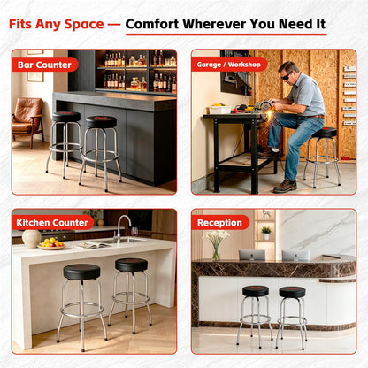 MaxWorks 51090 - Taburete de Bar Giratorio, Asiento Acolchado con Patas cromadas, Negro, Capacidad de 300 Libras, 28-1/4 Pulgadas de Alto, Superficie de 14-1/2 Pulgadas de diámetro, Ideal para