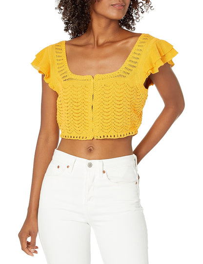 BCBGMAXAZRIA Crochet Crop Top Suter Mujer