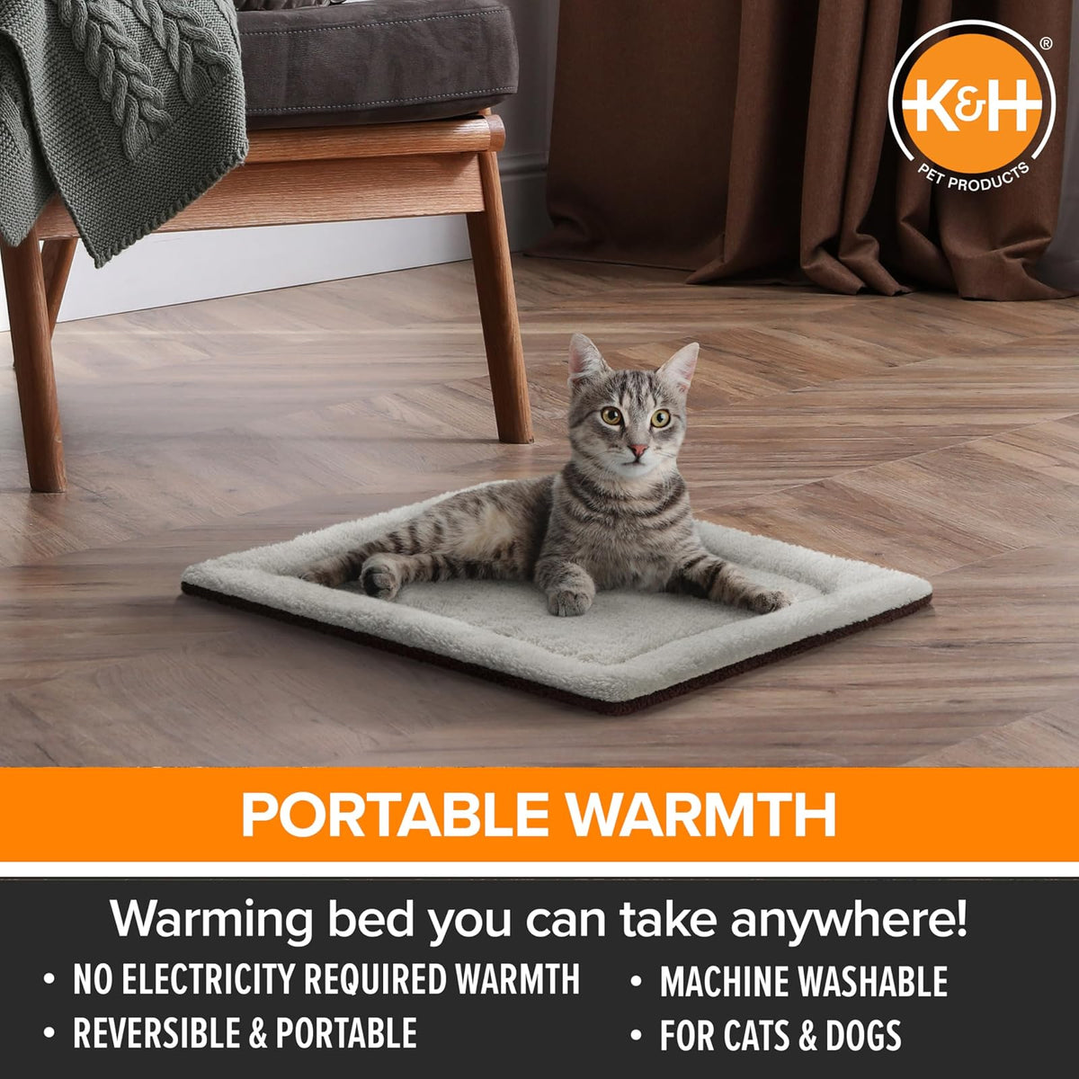 K&H Pet Products Almohadilla autocalentable para Mascotas, Oatmeal/Chocolate, Small (21" x 17")
