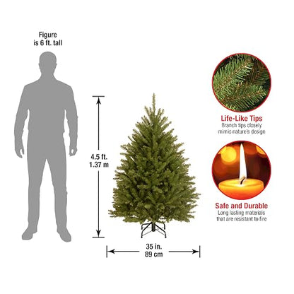 National Tree Company - Mini árbol de Navidad Artificial, Verde, Abeto Dunhill, Incluye Soporte, 1.4 m