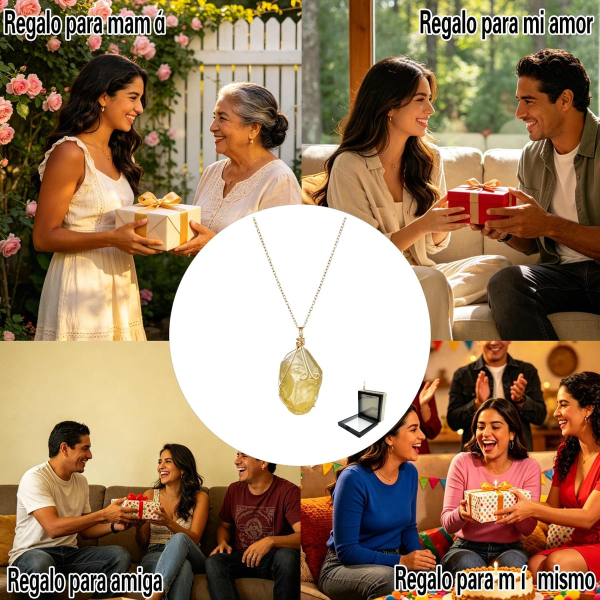 XYPHIELLE Collar de Citrino Amarillo Natural para Mujer, Dije de Piedra de la Abundancia en Alambre, Joyería de Moda y Éxito, Regalo de Luz y Alegría