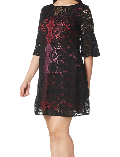 Gabby Skye Vestido de Encaje con Cuello Redondo y Manga 3/4 Vestido para Mujer
