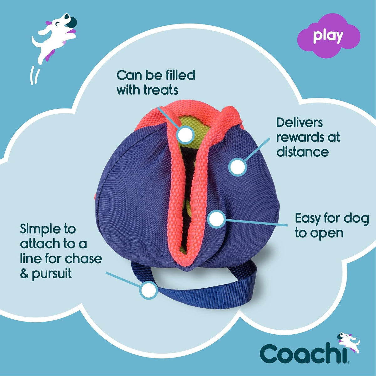 The Company of Animals Coachi Chase & Treat | Para perros y cachorros, todas edades y razas, juguete con golosinas, estimulación mental, entrenamiento a distancia
