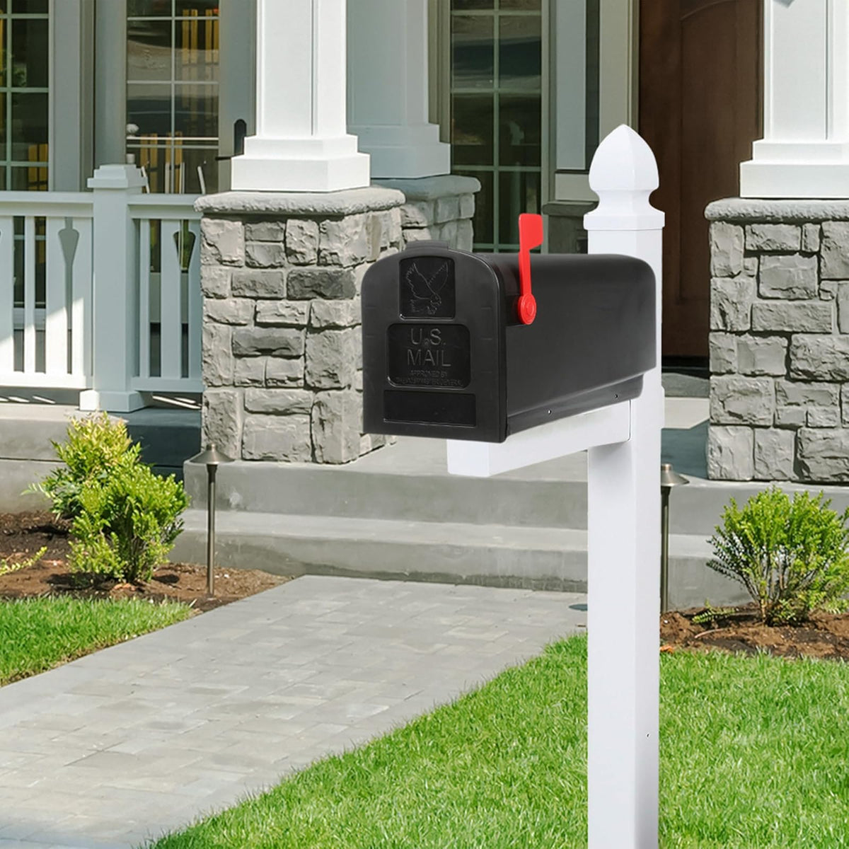 ARCHITECTURAL MAILBOXES Parsons - Buzón de plástico para Montaje en Poste, Color Negro