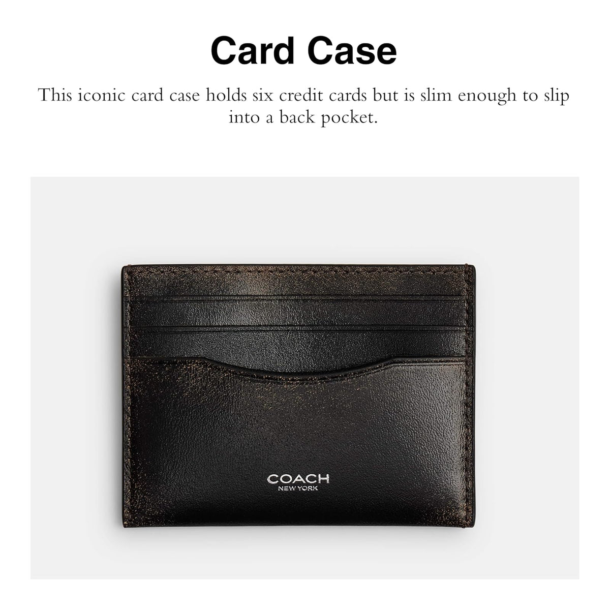 Coach - Estuche plano para tarjetas para hombre, negro, marrón tostado (Black/Light Tan), One Size