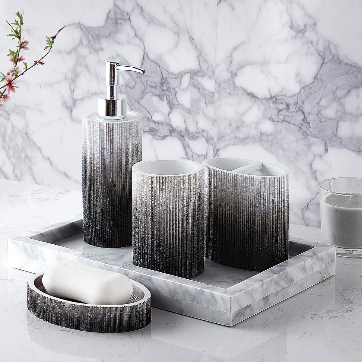 Sweet Home Collection - Juego de Accesorios de baño, Colecciones únicas, Modernas, clásicas, contemporáneas, Decorativas, Hermosos diseños, decoración para Tina, jabonera, Junto al mar - Set (4 Piece) - Urbana - Urbana
