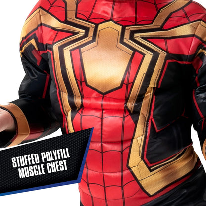 Marvel Integrated Spider-Man Official Youth Halloween Costume - Premium Quality Padded Jumpsuit with Pull On Fabric Mask
