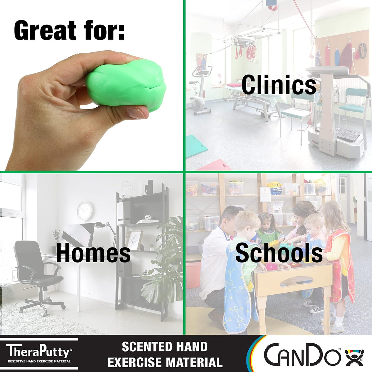 CanDo 10-2763 Scented Theraputty Exercise Material, 2 oz, Apple-Green-Medium