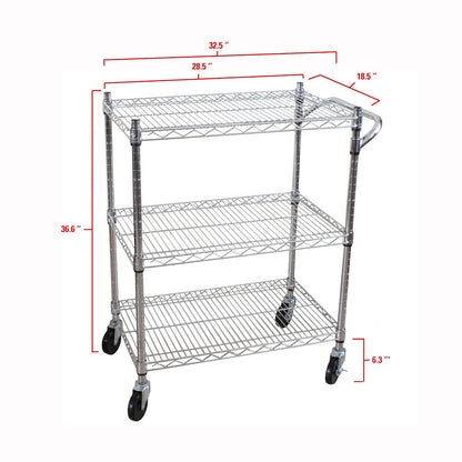 Oceanstar AUC1460 3-Tier Heavy Duty All-Purpose Utility Cart, Chrome