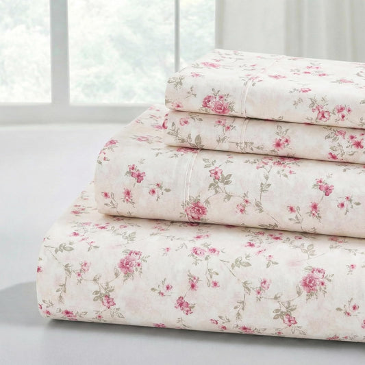 Modern Threads - Sábanas de Microfibra Suave y Sedosa sin Arrugas, lujosas sábanas de Microfibra Incluye sábana encimera, sábana Bajera con Bolsillos Profundos y Fundas de Almohada de Color Rosa
