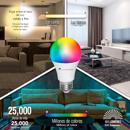 Lloyd's Foco Inteligente WiFi RGB Luz Blanca Regulable Compatible Alexa