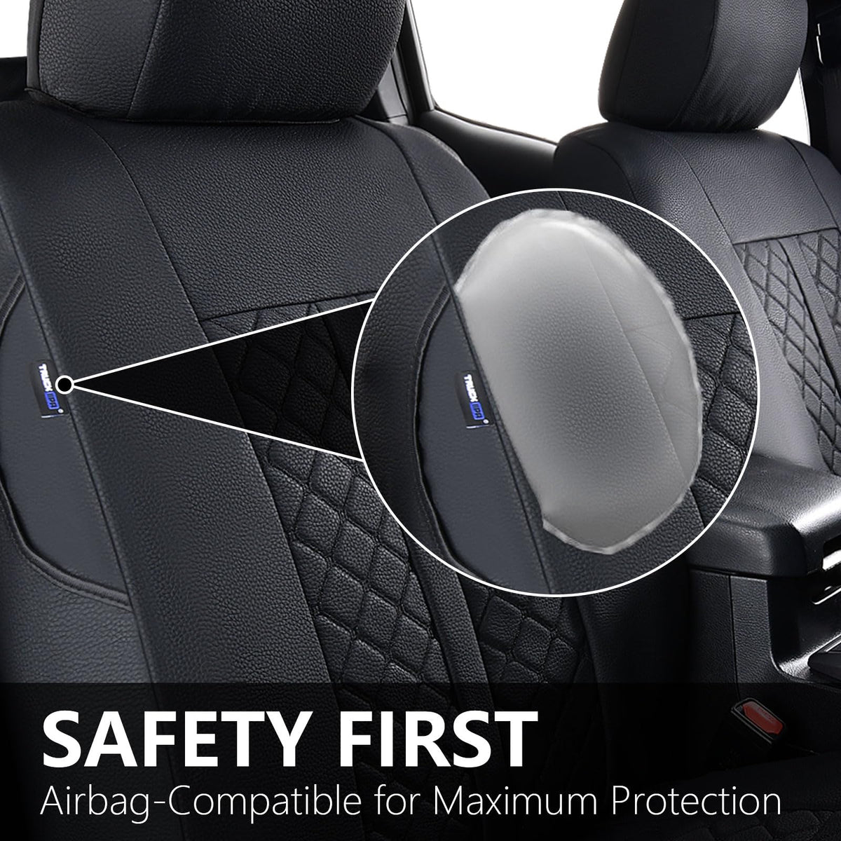 Truckiipa Tacoma - Juego Completo de Fundas de Asiento Impermeables de Piel para Toyota Tacoma 2005-2015, Juego Completo, Negro