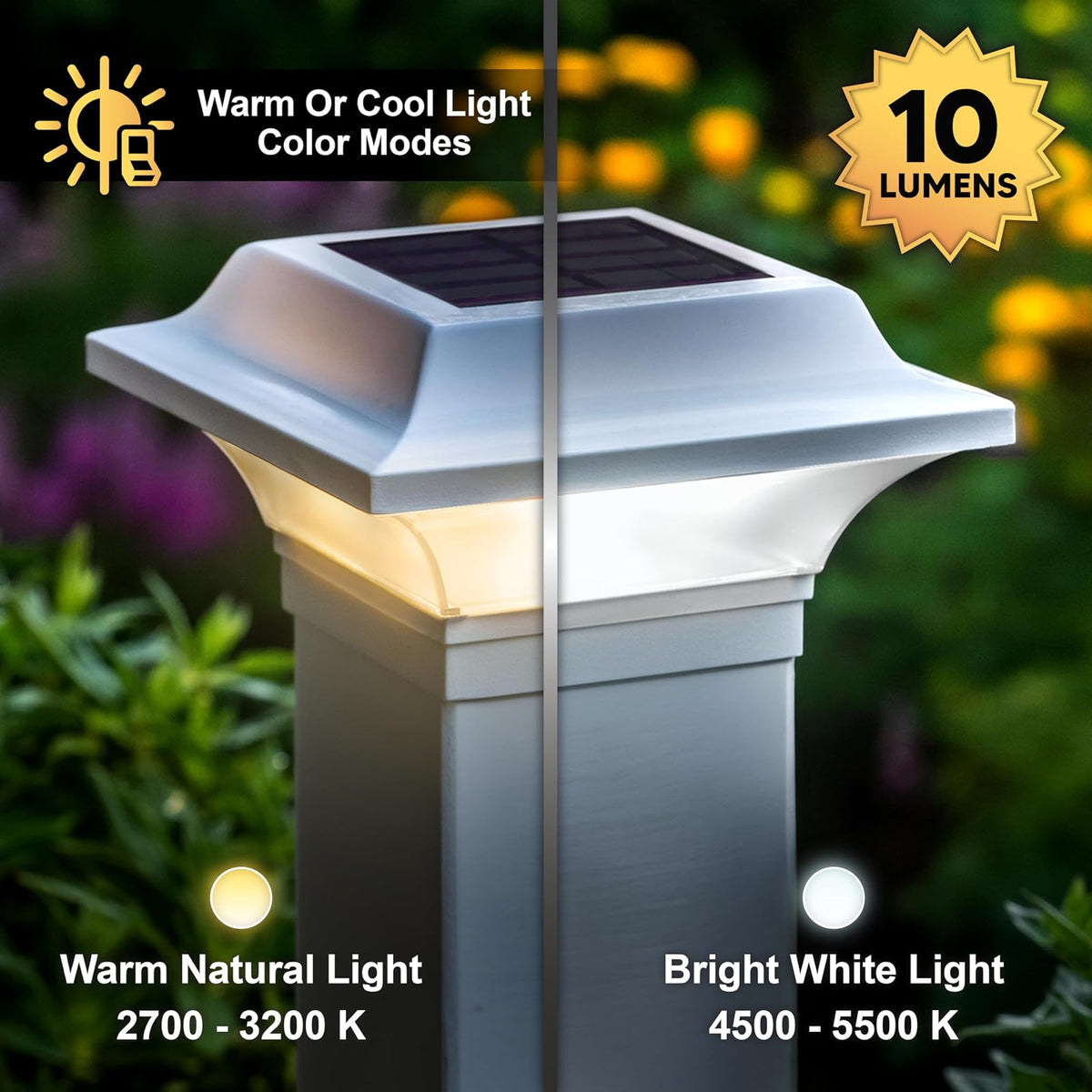 Classy Caps SLO82W - Tapa de poste solar imperial - Se adapta a postes de 2 x 2 pulgadas, 2.25 x 2.25 pulgadas, 2.5 x 2.5 pulgadas, aluminio recubierto de polvo blanco