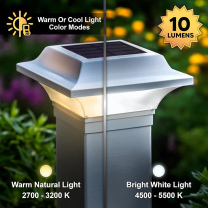 Classy Caps SLO82W - Tapa de poste solar imperial - Se adapta a postes de 2 x 2 pulgadas, 2.25 x 2.25 pulgadas, 2.5 x 2.5 pulgadas, aluminio recubierto de polvo blanco