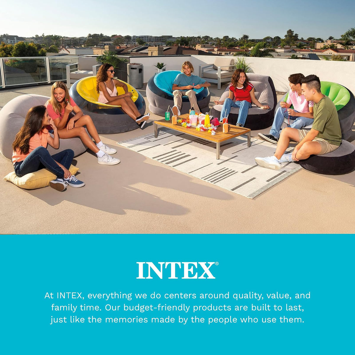 Intex Beanless Bag™ Silla Inflable, 107 cm x 104 cm x 68.5 cm, beige
