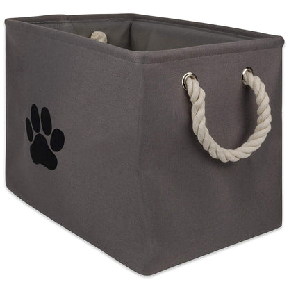 DII Bone Dry Cesta Organizadora para Juguetes y Accesorios de Mascota - Paw Gray - Rectangle Small