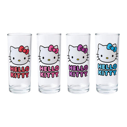 Silver Buffalo Sanrio Hello Kitty Juego de 4 vasos con purpurina, 10 onzas
