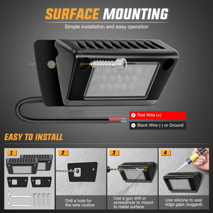 Nilight - Luz exterior para caravana, 2 piezas, luces de porche de 5 pulgadas, haz blanco, 12 V, 24 V, iluminación de carga LED, carcasa de aluminio negro para caravanas, remolques, viajes, campistas