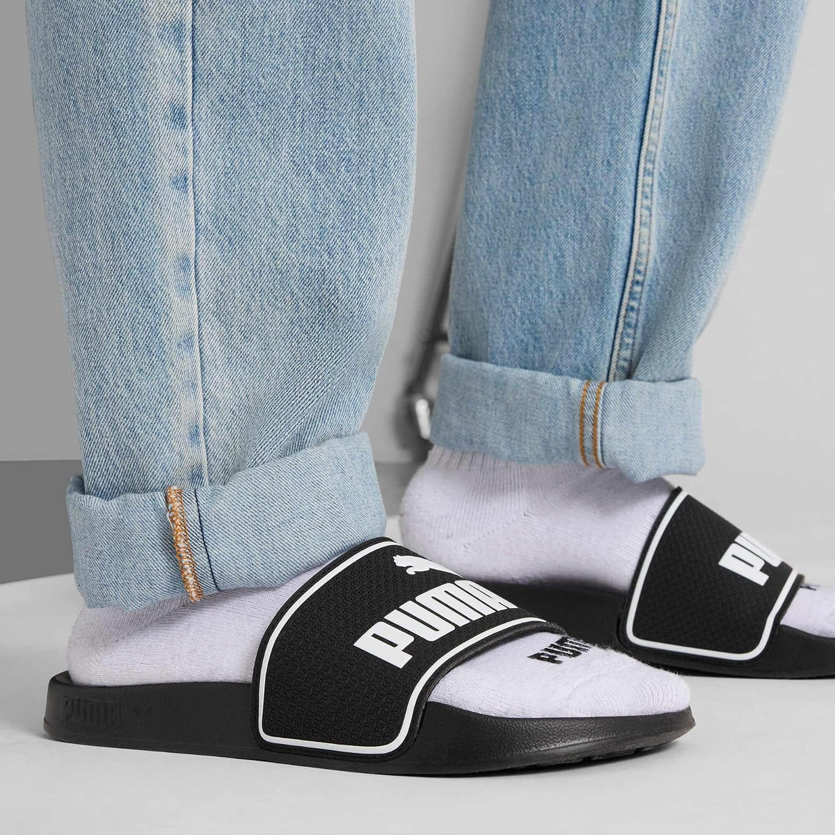 Puma, Sandalias Leadcat 2.0, Unisex, Negro y Blanco, Talla 22