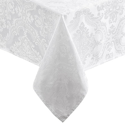 Elrene Home Fashions Caiden Elegance - Mantel de Damasco Resistente al Agua y Manchas - Blanco - 259.1 x 152.4 cm (Rectangular)