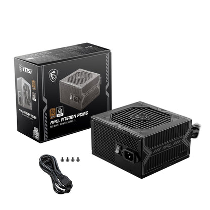 MSI mag A750BN PCIE 5 Fuente de alimentación para Juegos - PCIE 5.1 Ready - 80 Plus Certificado de Bronce 750w - Tamaño Compacto - ATX PSU