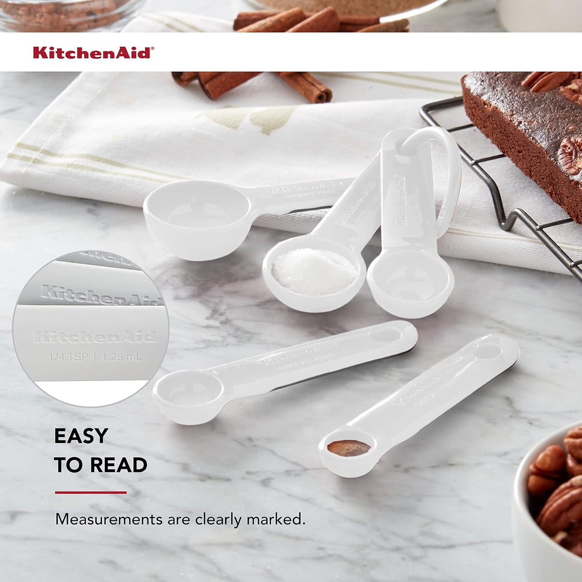 KitchenAid Juego de 5 cucharas medidoras, color blanco
